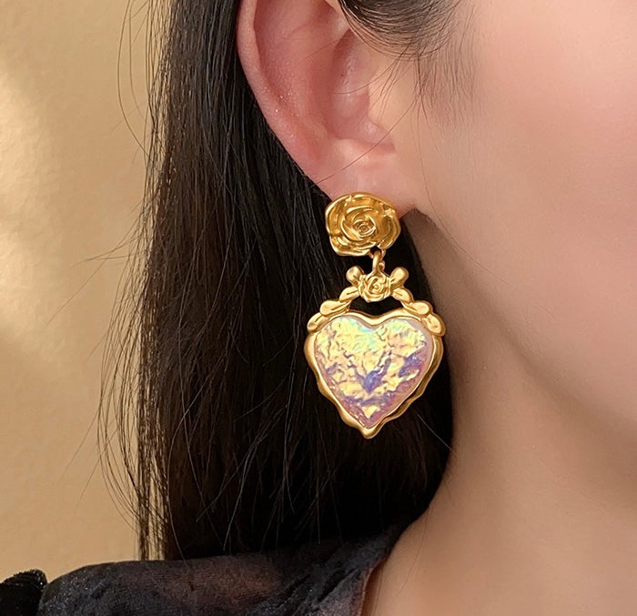 THE ROYAL ROSE HEART 925 silver earring