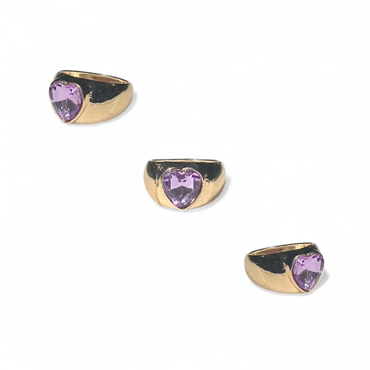 Purple stone heart ring