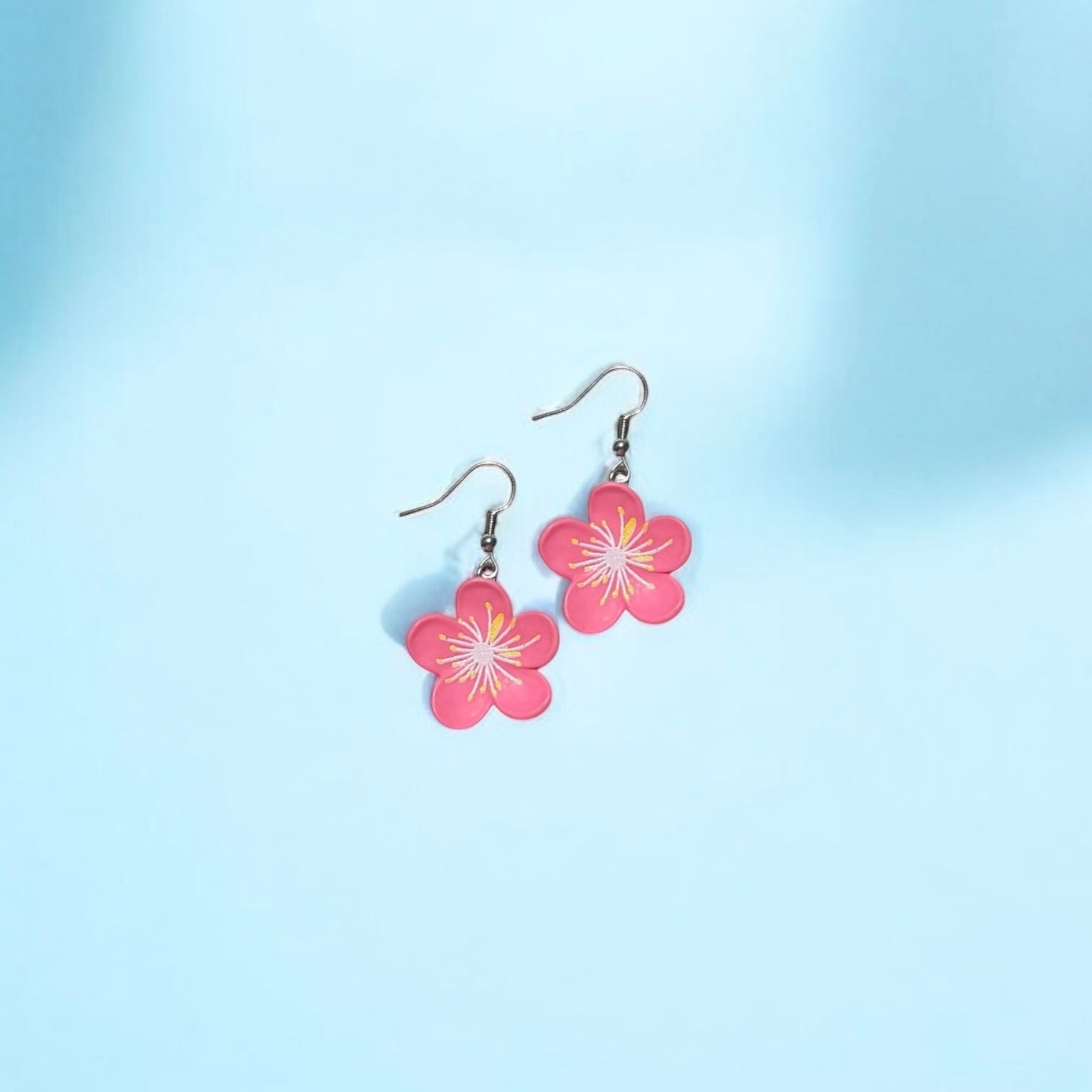 Pink flower earring