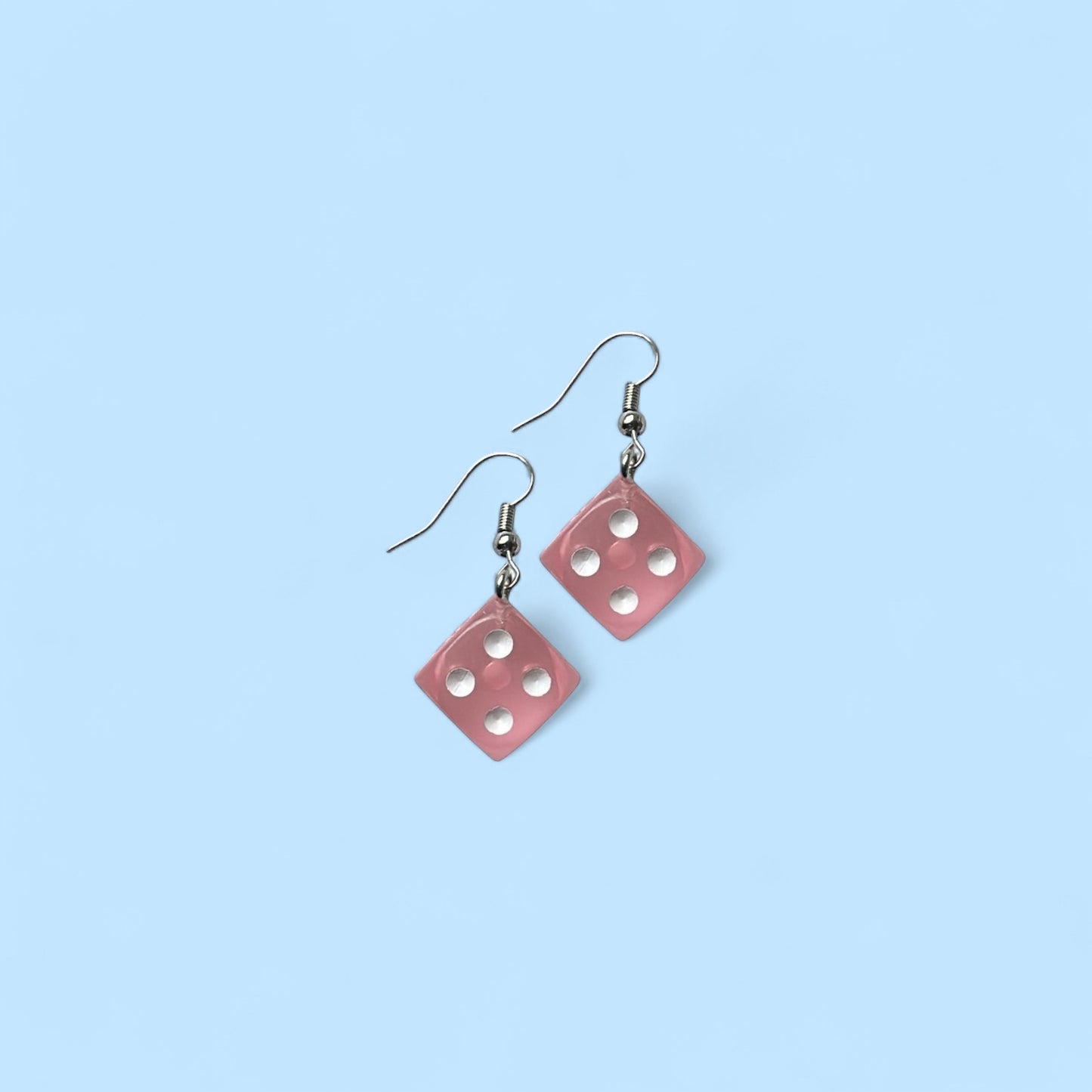 Pink dice earrings