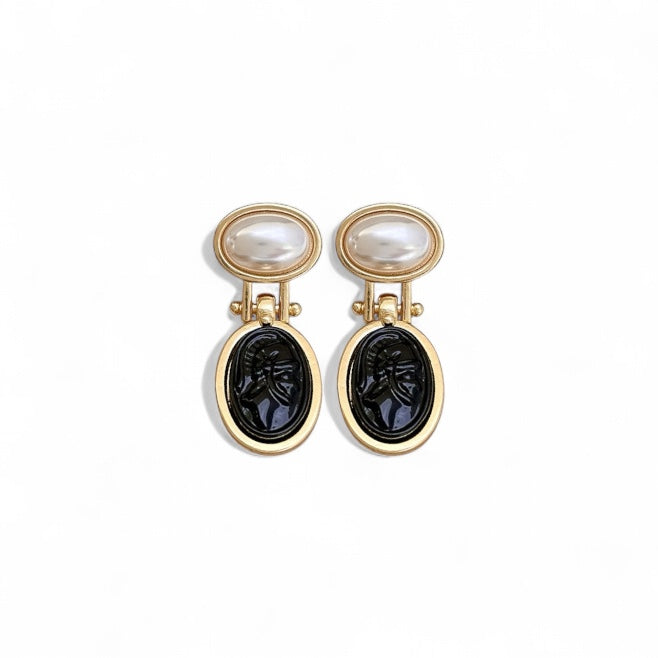 BALCK AND WHITE MARBELLA 925 silver earring