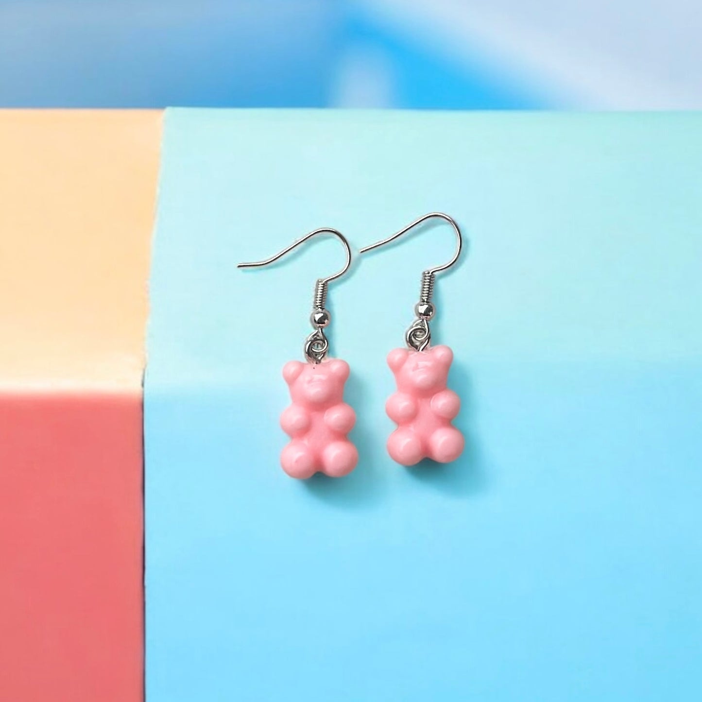 Pink gummy bear earrings