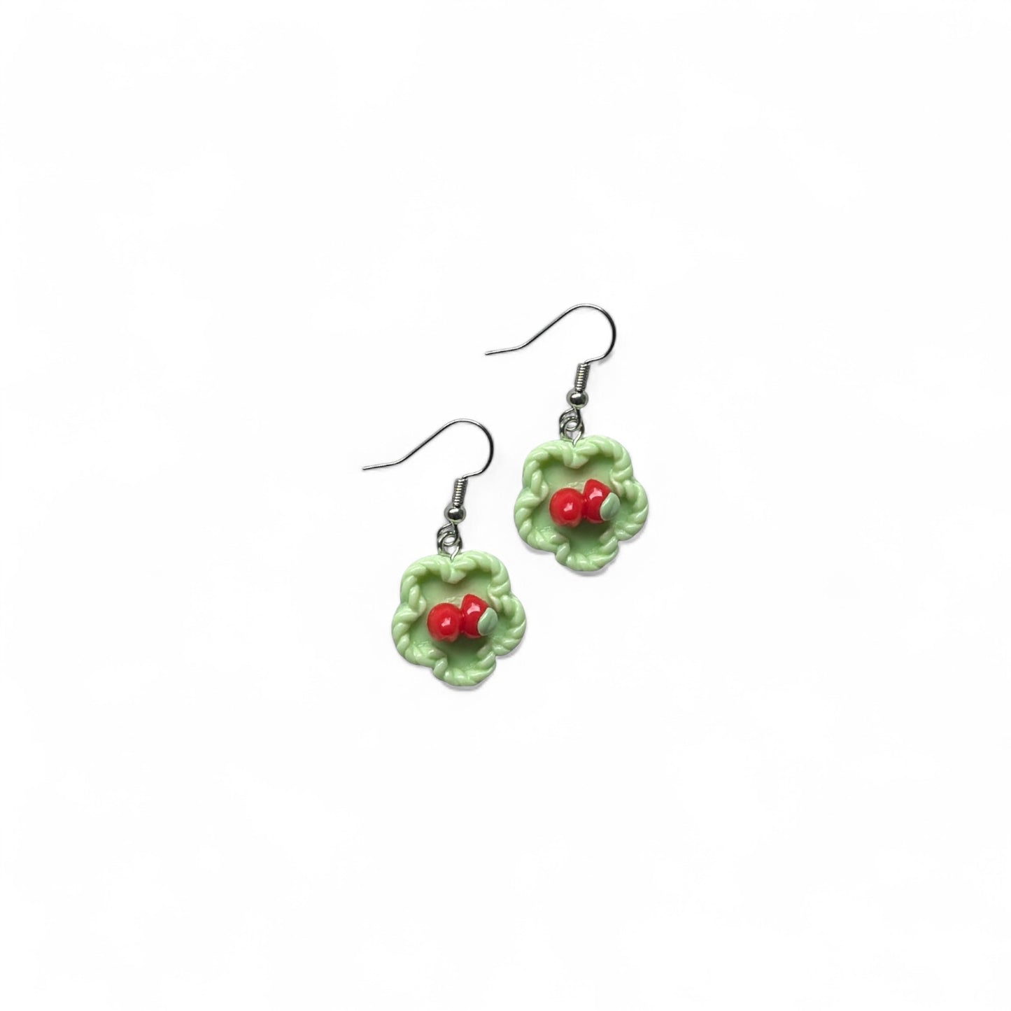 Cherry in basket earrings