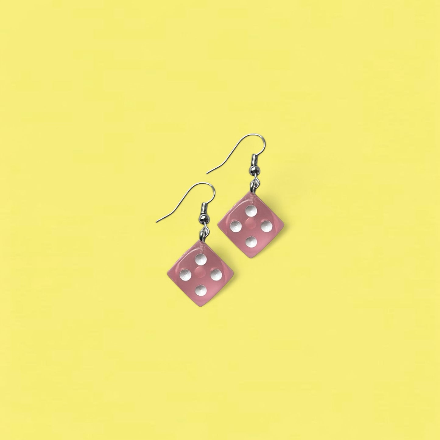 Pink dice earrings