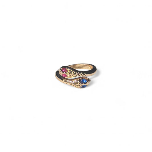 Pink blue eye snake ring