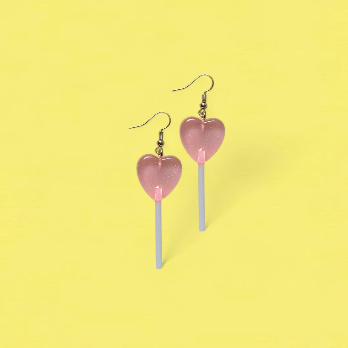 Pink heart candy earrings