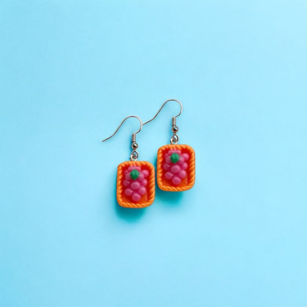 Grape basket earrings