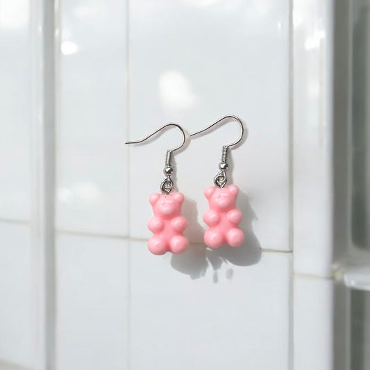 Pink gummy bear earrings