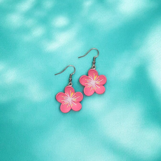 Pink flower earring