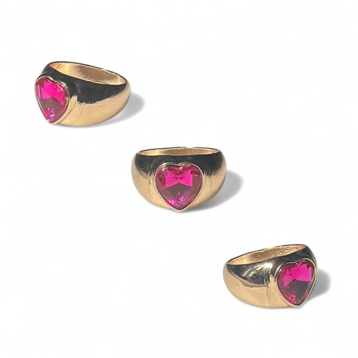Pink stone heart ring