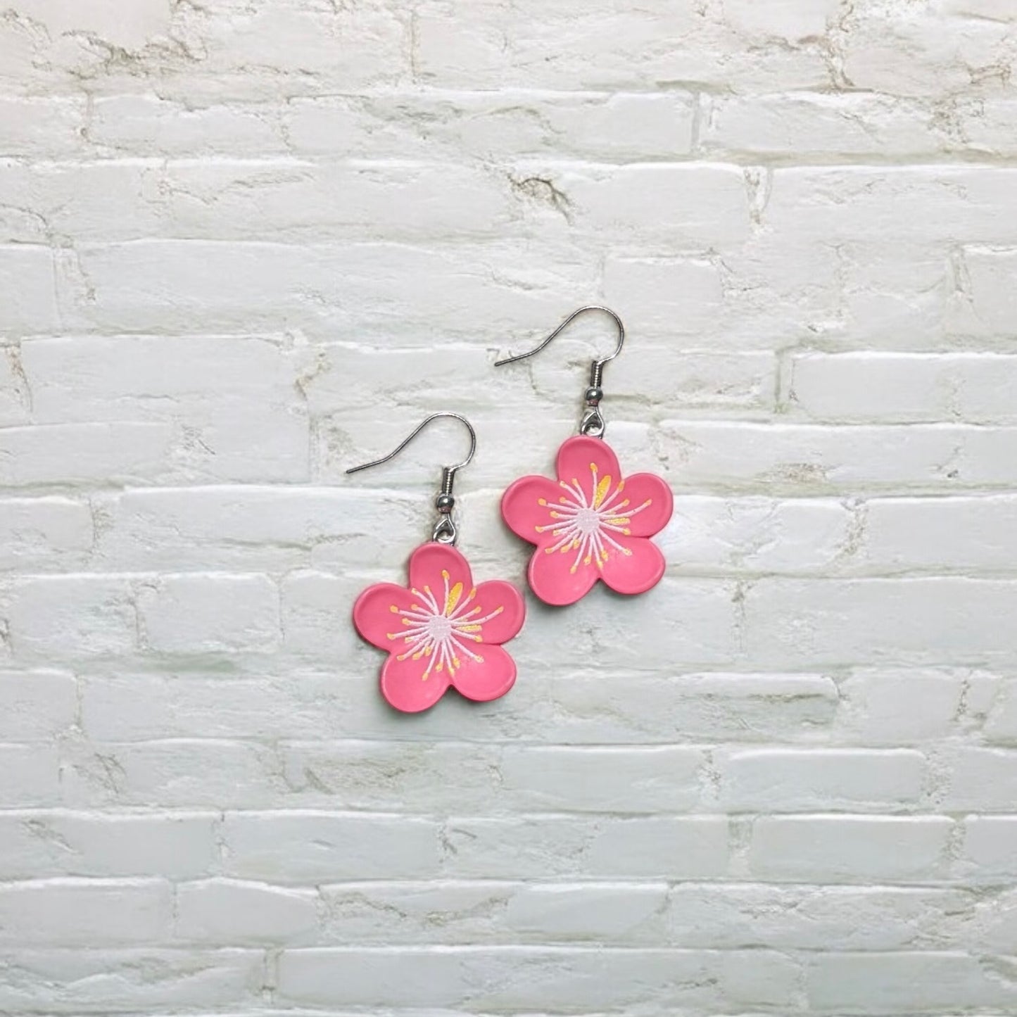 Pink flower earring