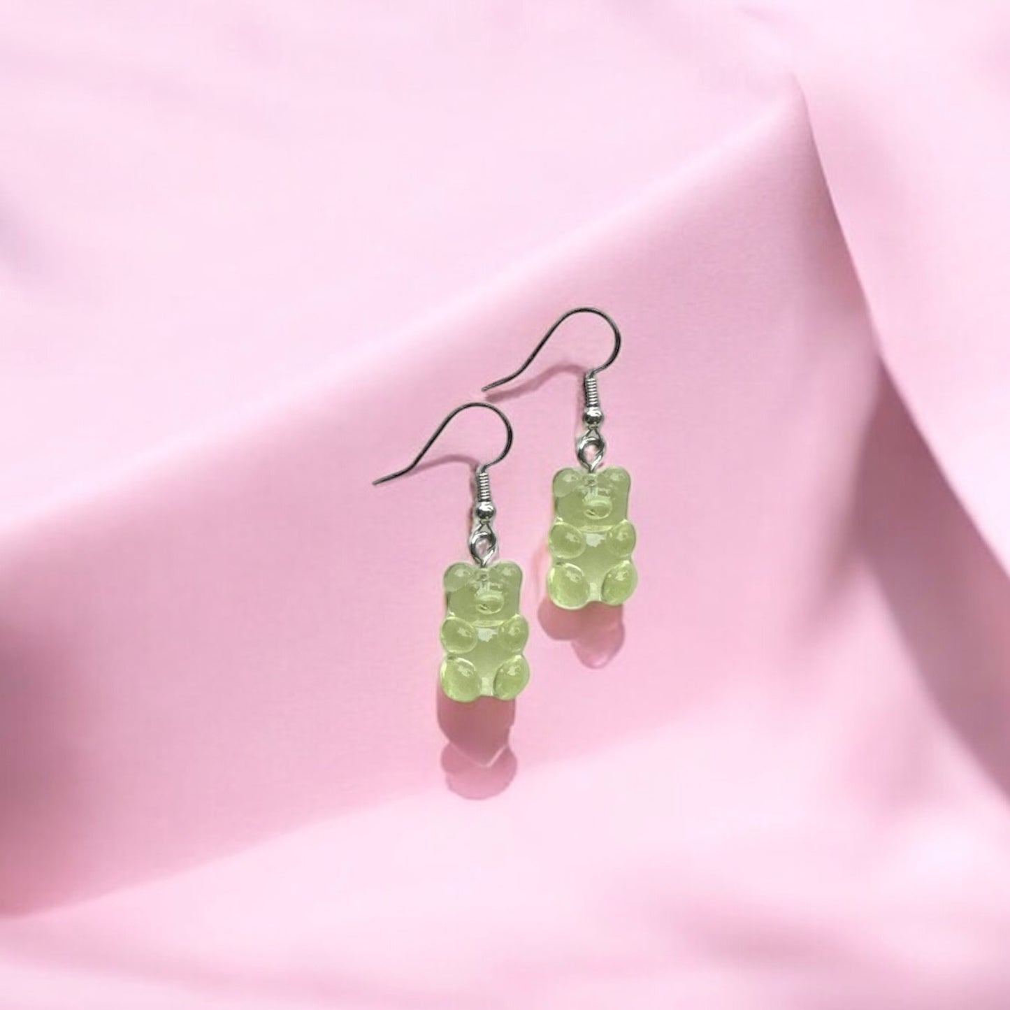 Green gummy hear earring