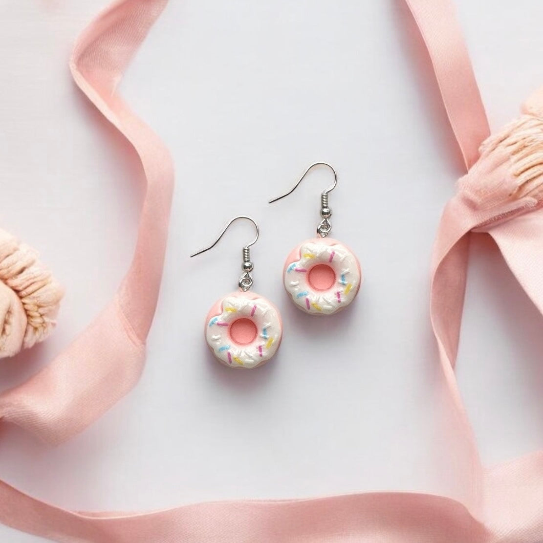 Pink donut earrings