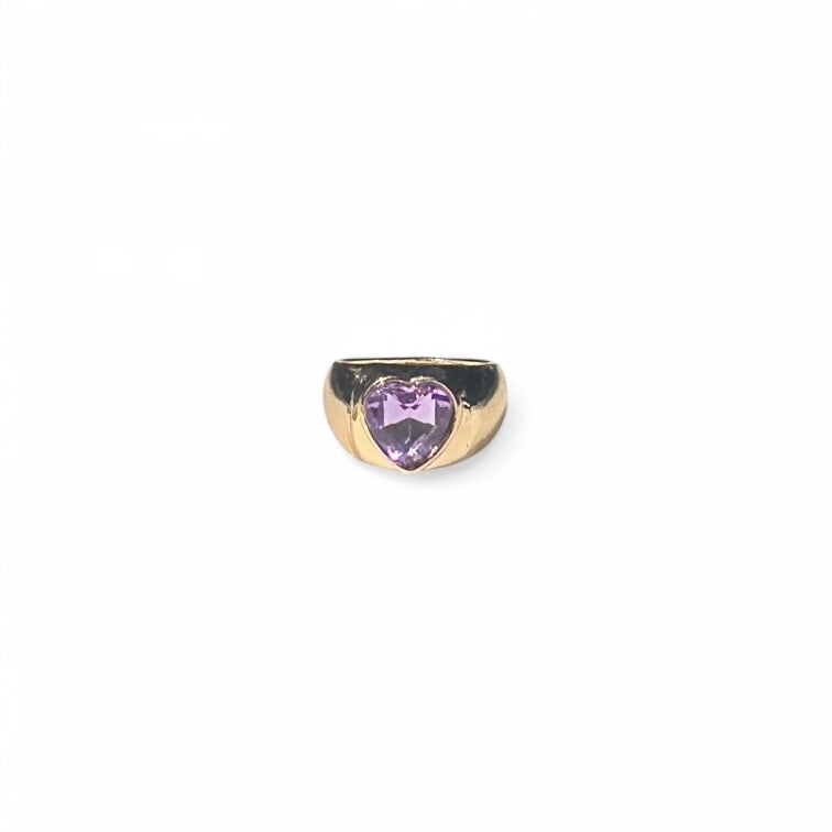 Purple stone heart ring