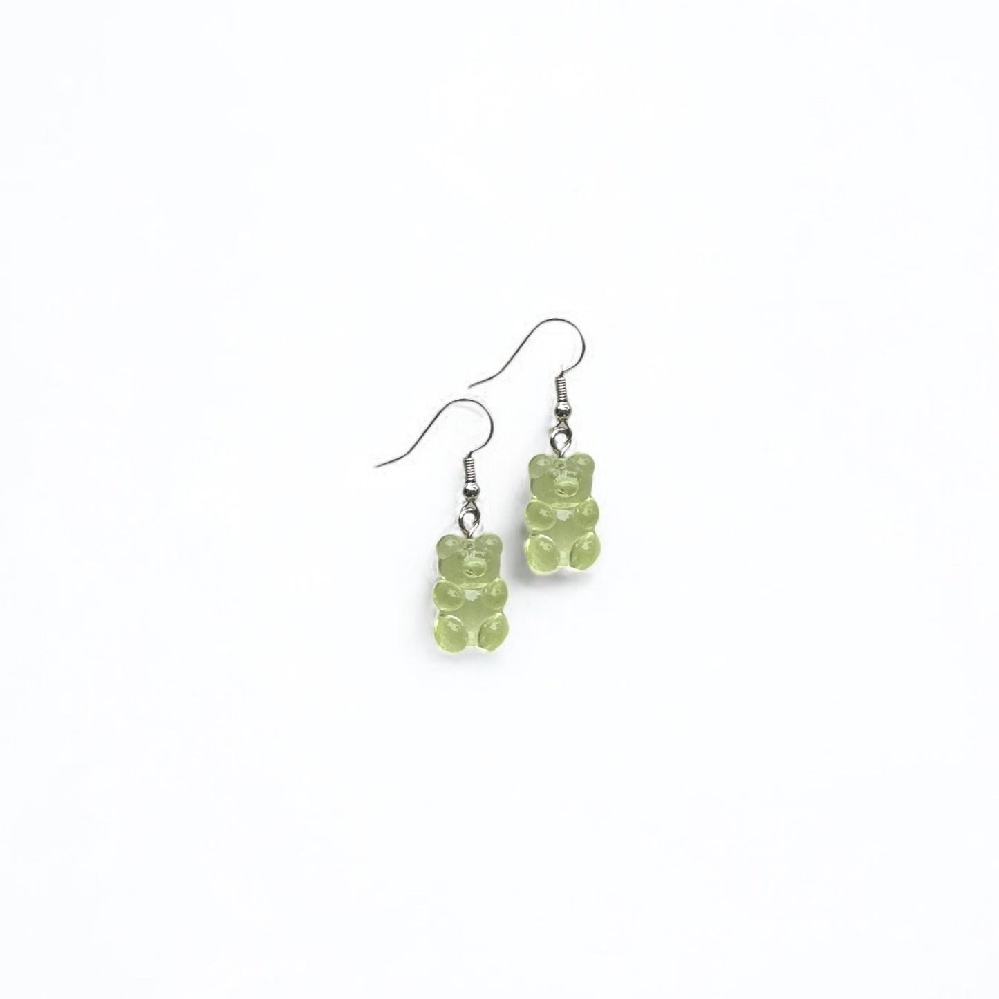 Green gummy hear earring
