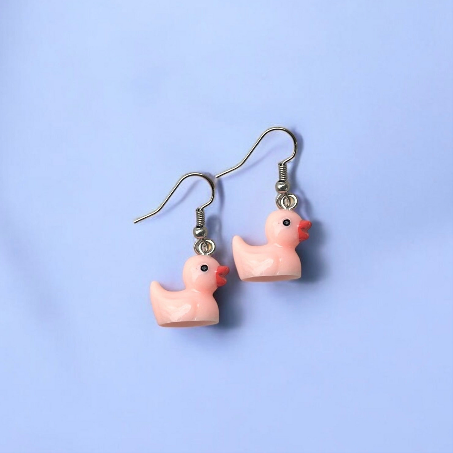 Peach duck earrings