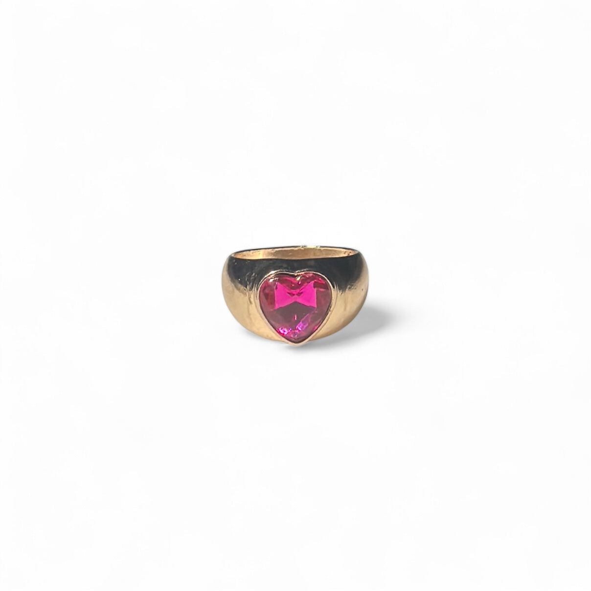 Pink stone heart ring