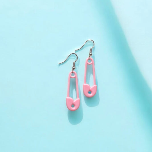 Pink pin earrings