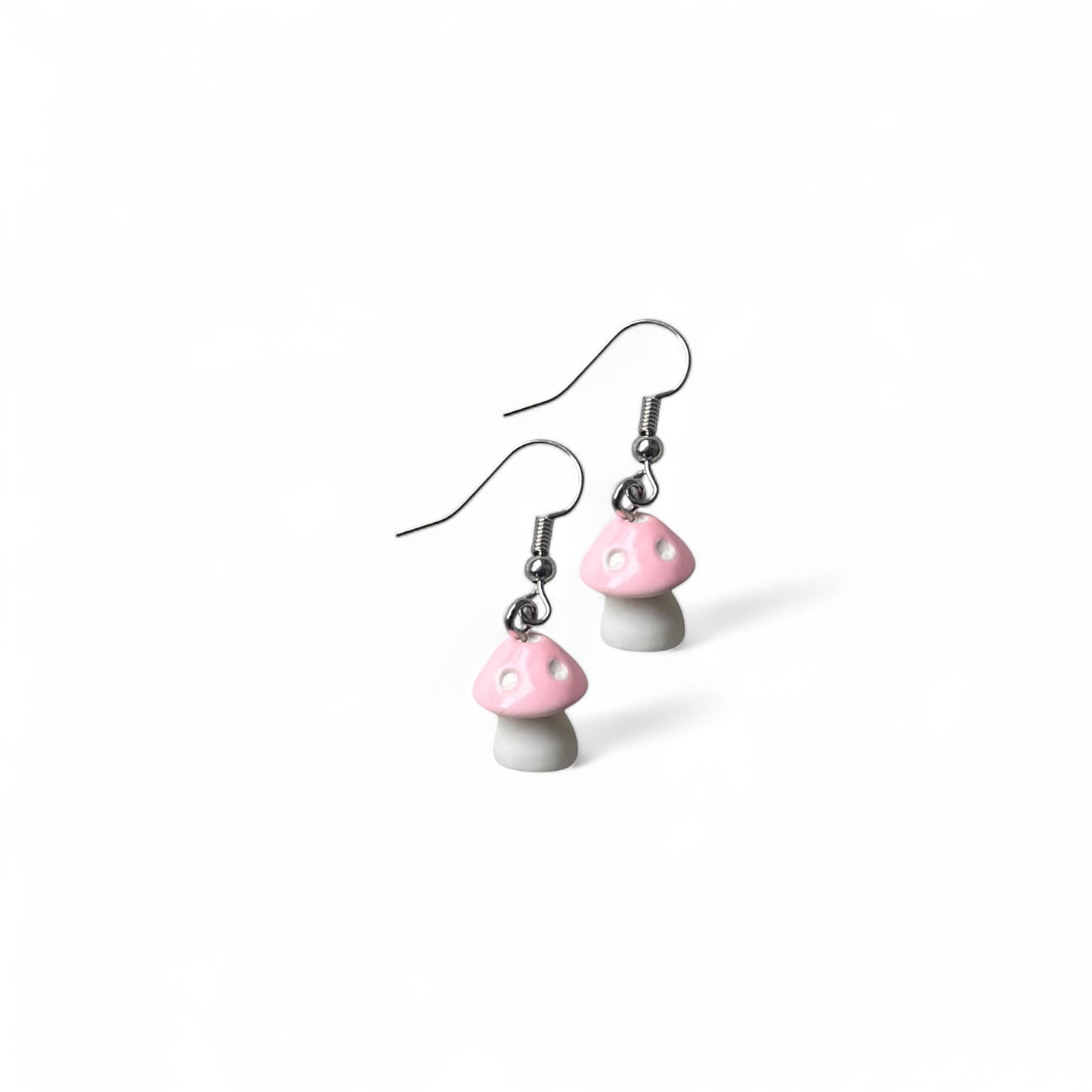 Pink mushroom earrings