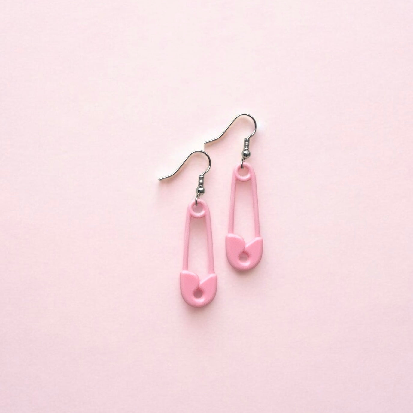 Pink pin earrings