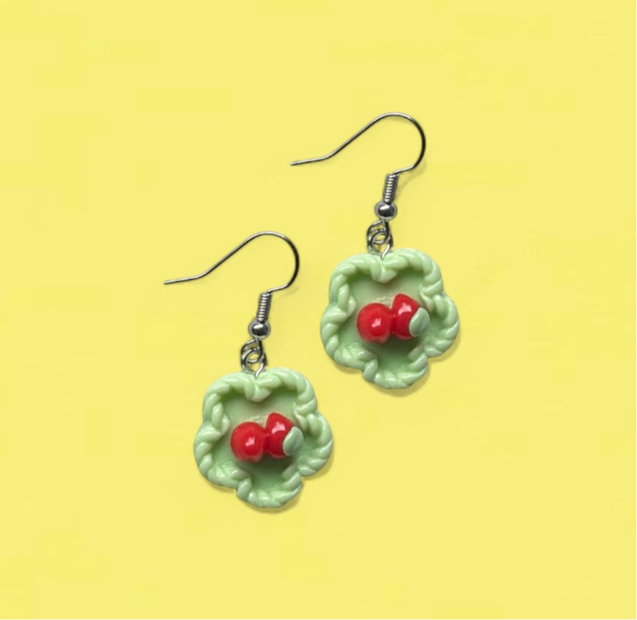 Cherry in basket earrings