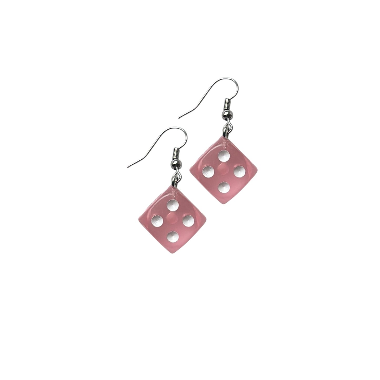 Pink dice earrings