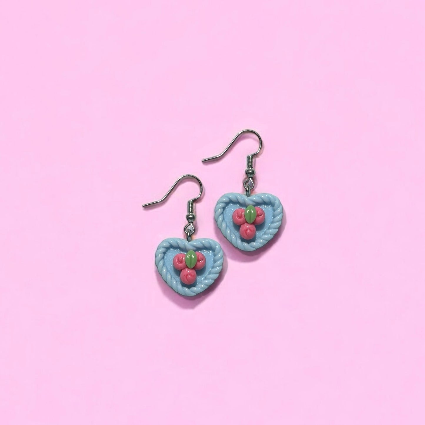 Blue pink pie earring