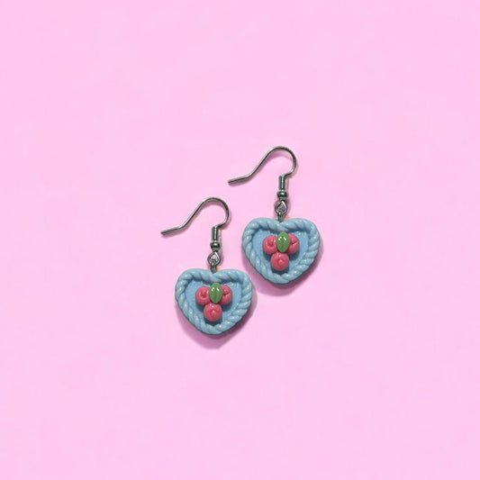 Blue pink pie earring