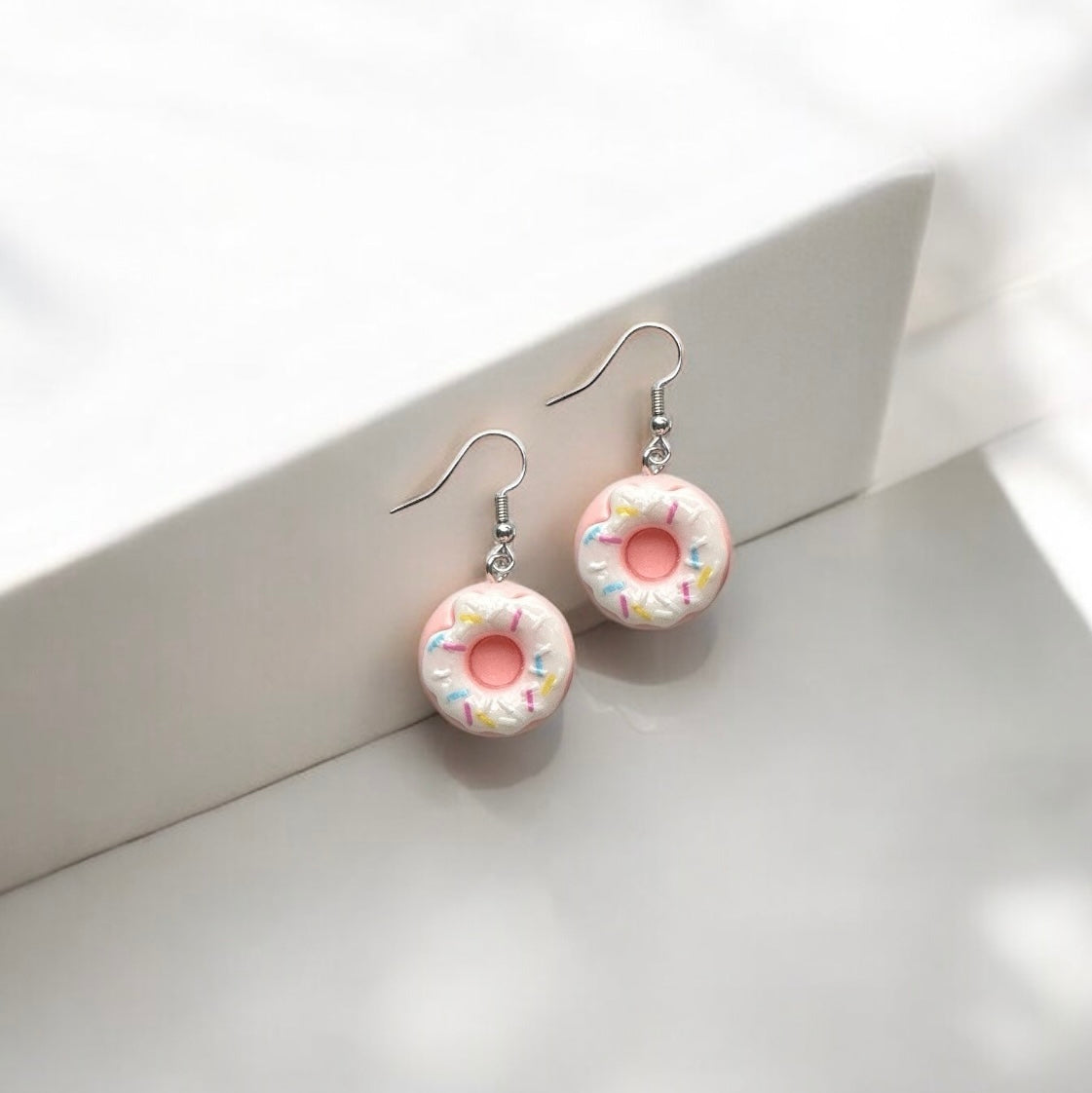 Pink donut earrings