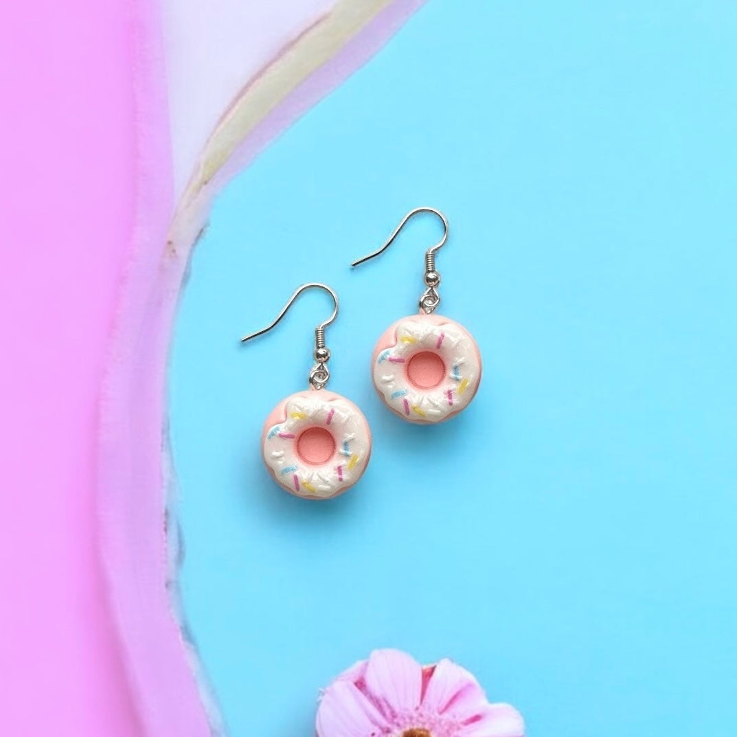 Pink donut earrings