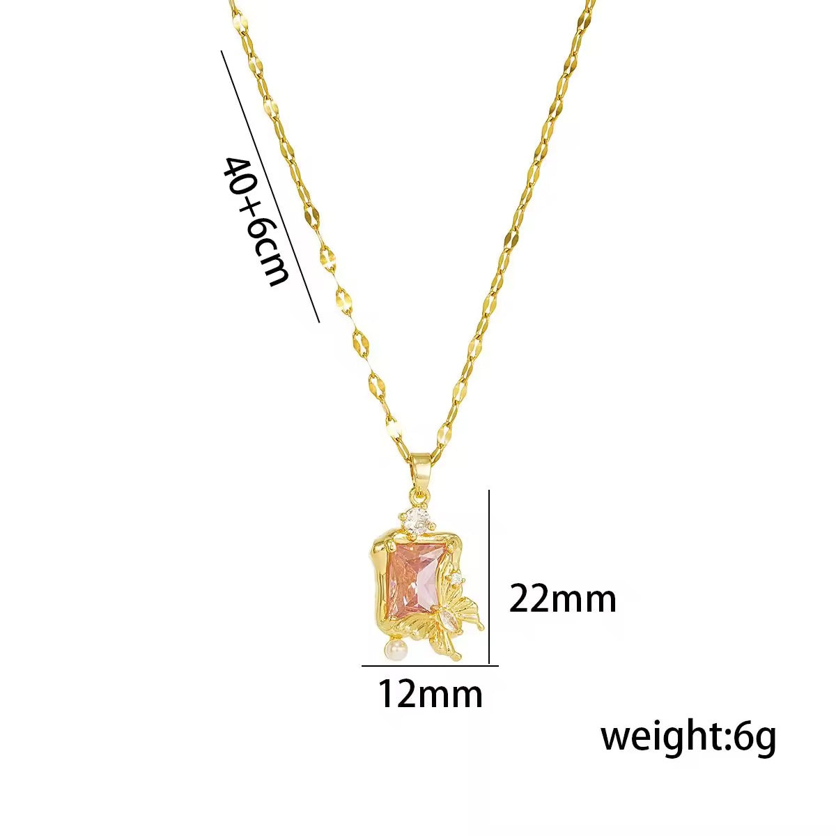 PINK CRYSTAL FLY necklace
