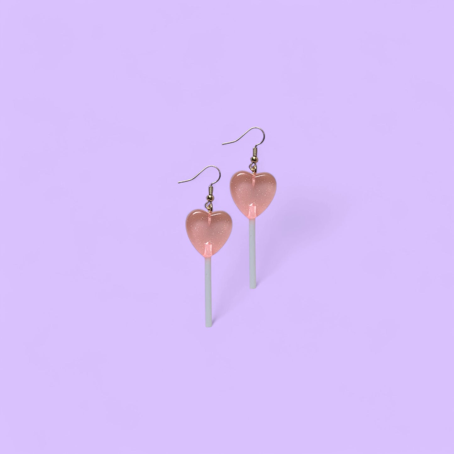 Pink heart candy earrings