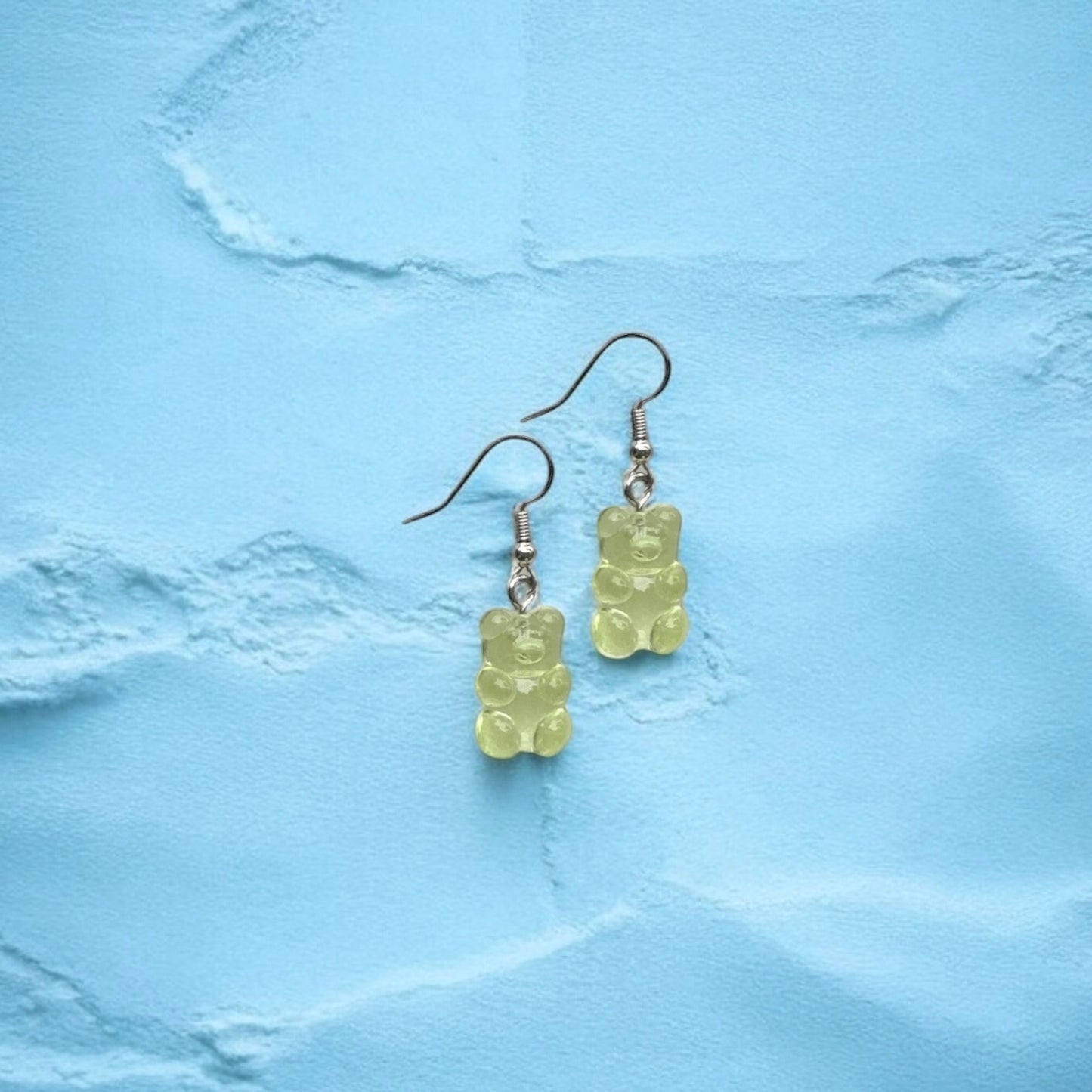Green gummy hear earring
