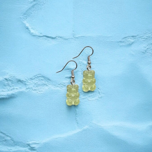 Green gummy hear earring