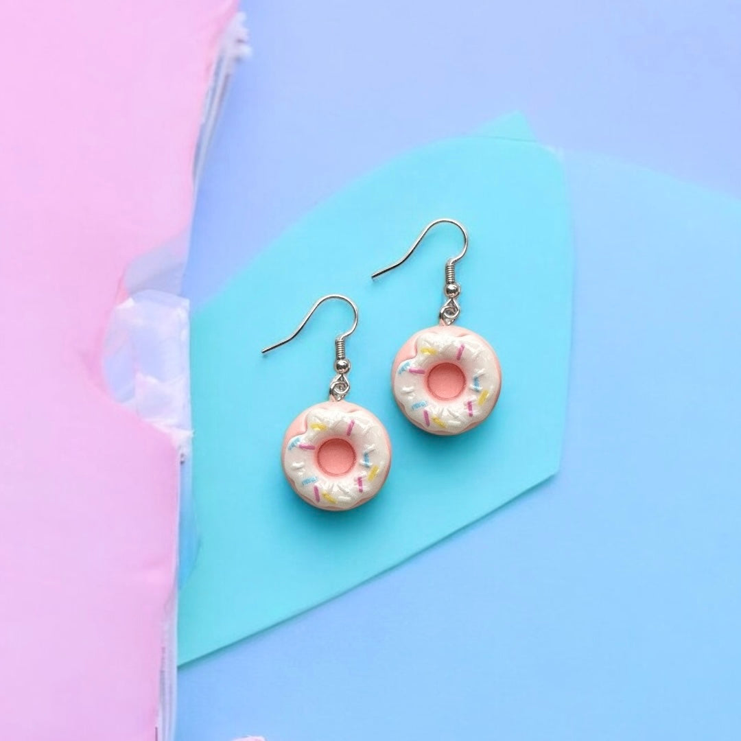 Pink donut earrings