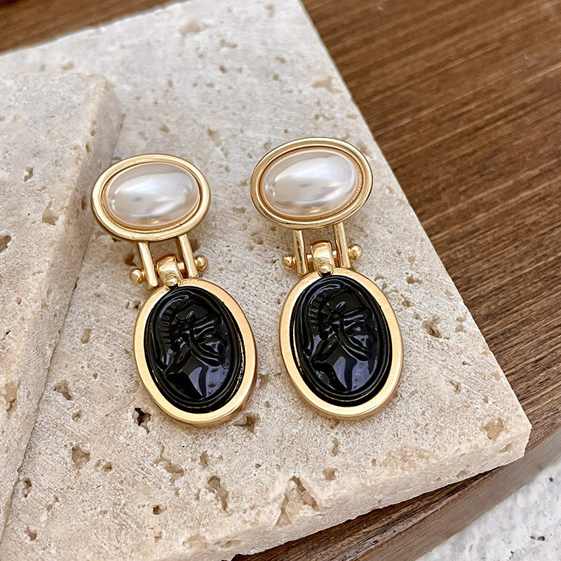 BALCK AND WHITE MARBELLA 925 silver earring