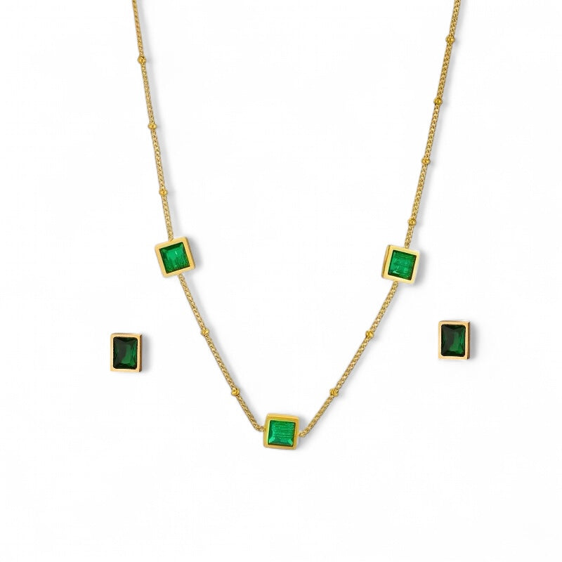 GREEN STONE NECKLACE SET