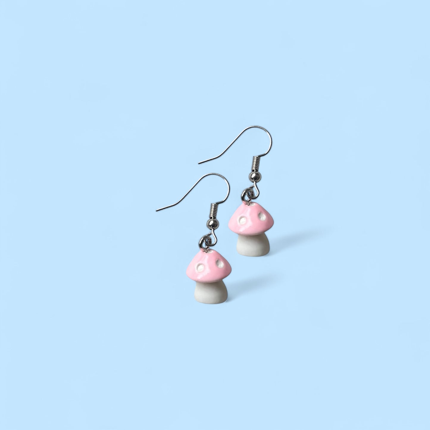 Pink mushroom earrings