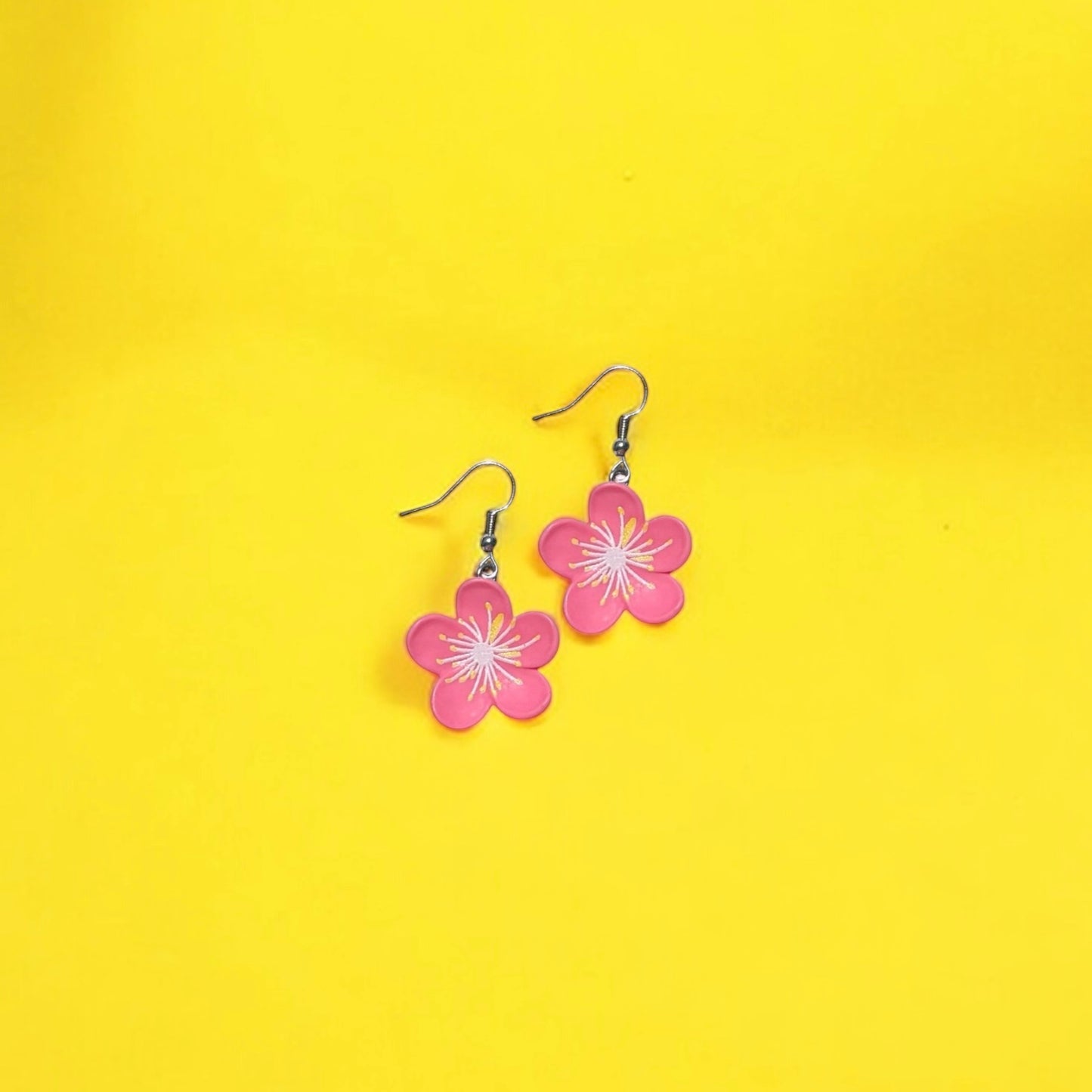 Pink flower earring