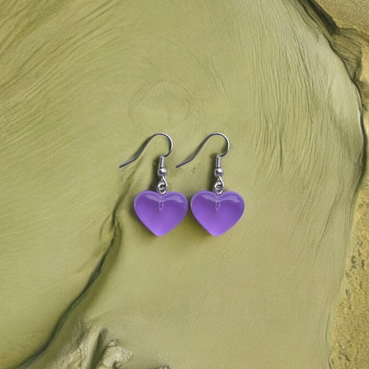 Purp heart earrings