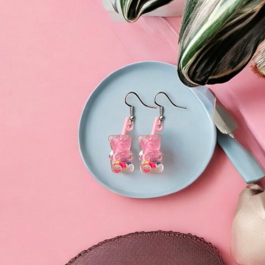 Bear jar drink earrings