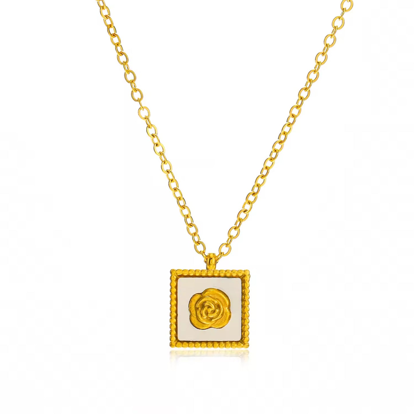 WHITE FLORAL PENDENT NECKLACE SET