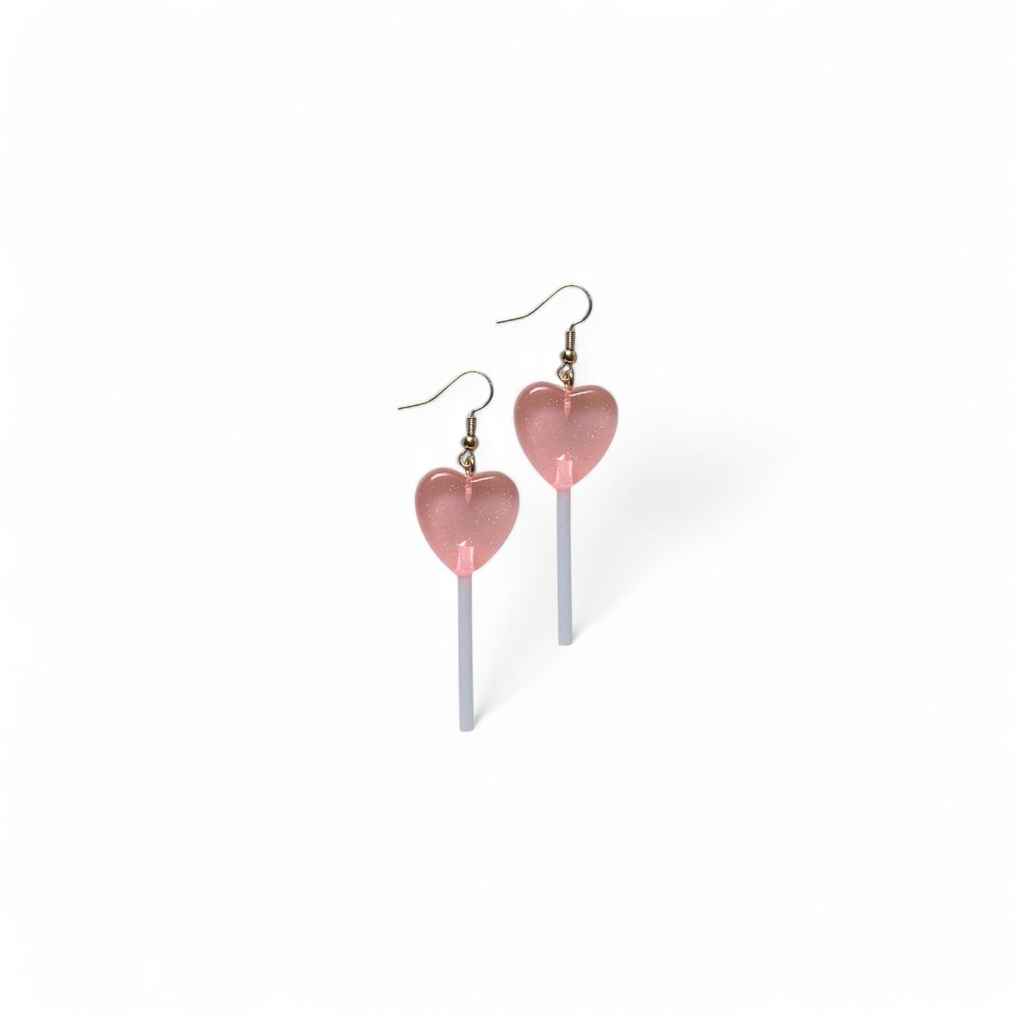 Pink heart candy earrings