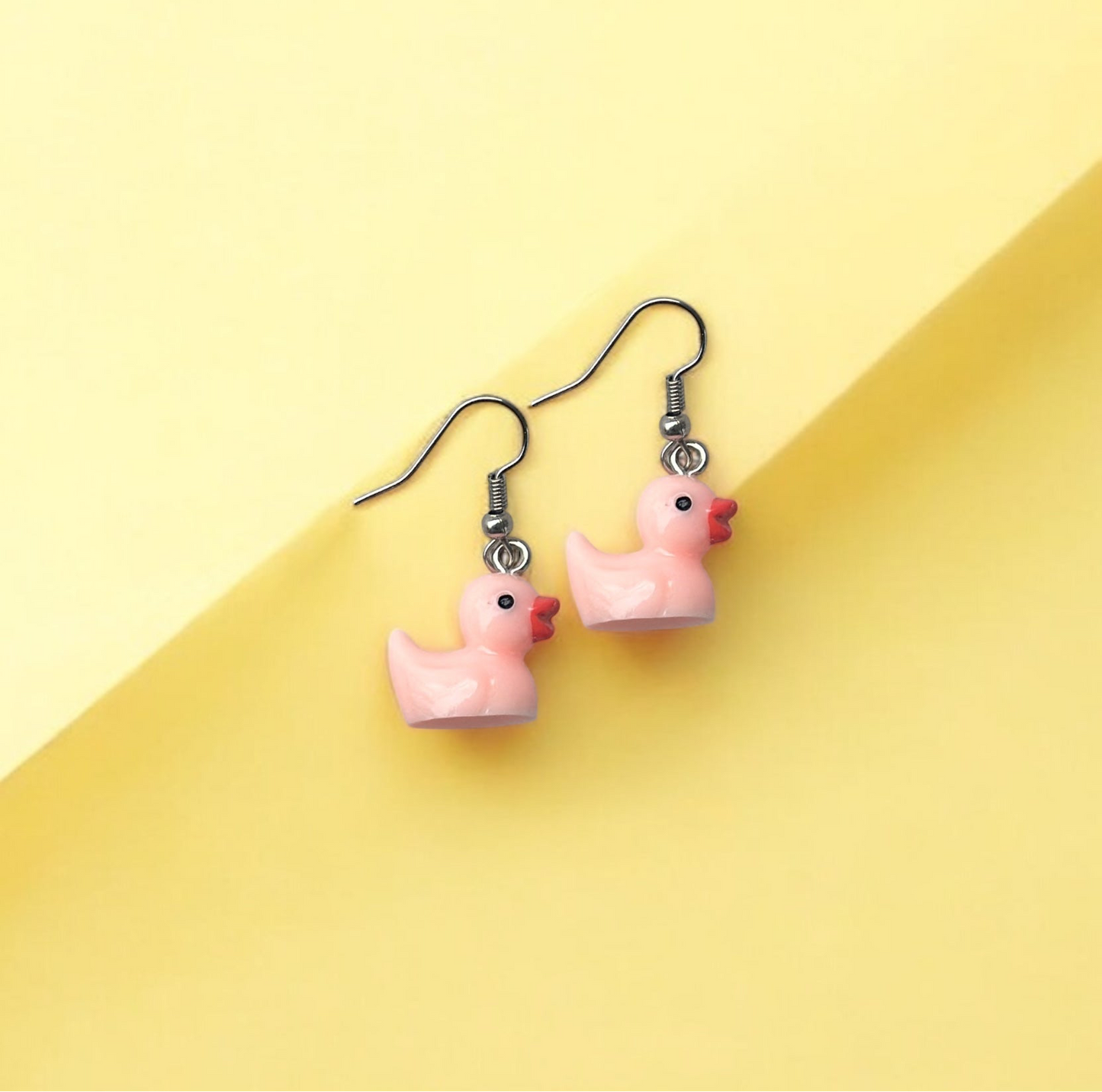 Peach duck earrings