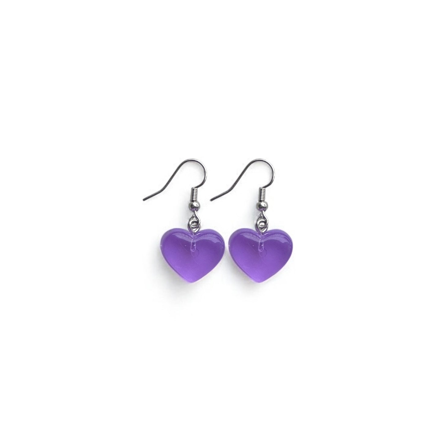Purp heart earrings