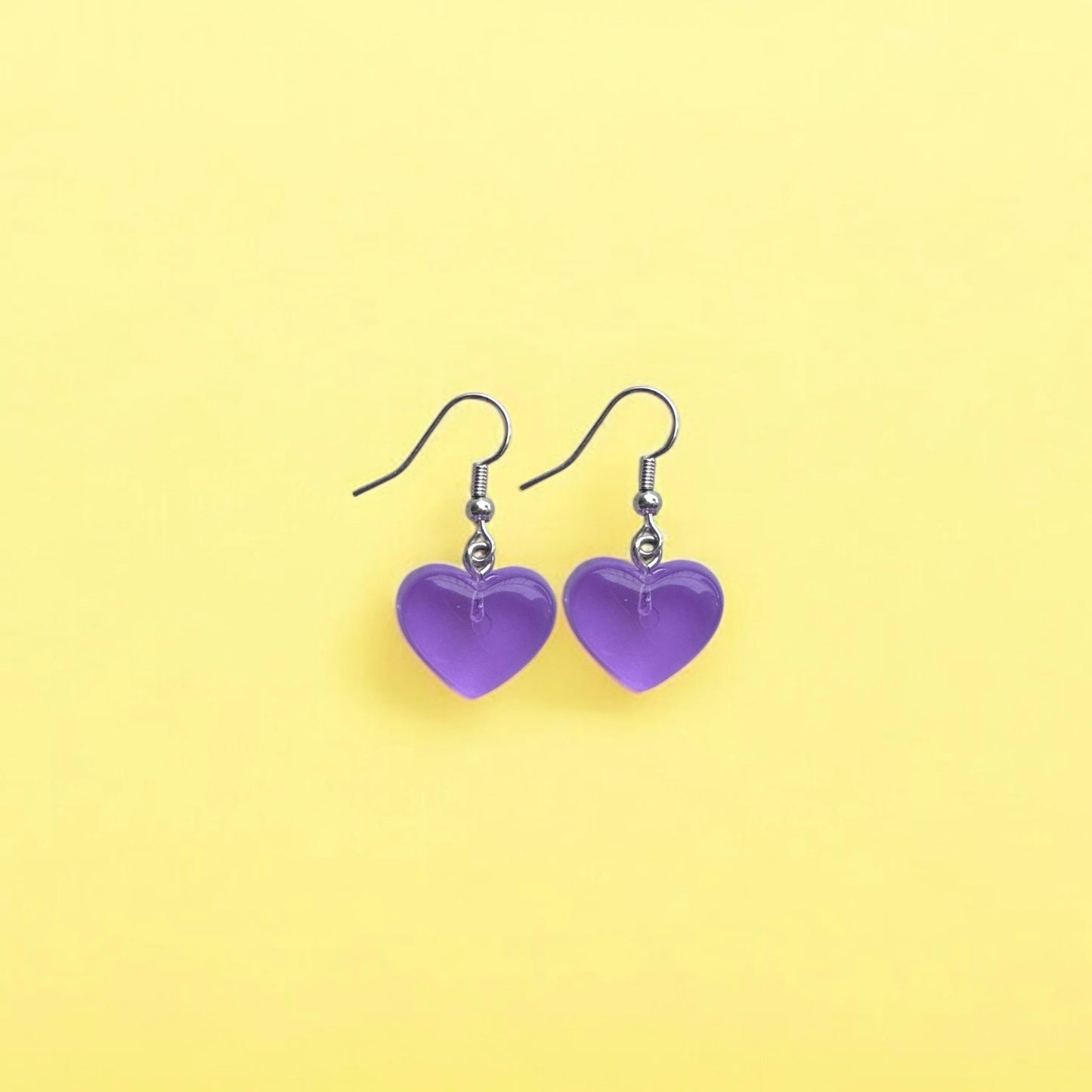 Purp heart earrings