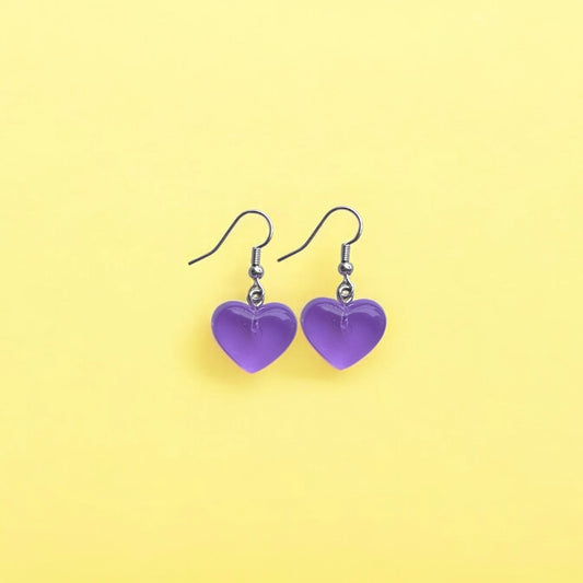 Purp heart earrings