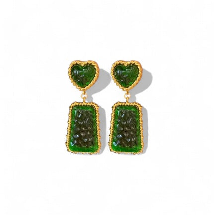 THE GREEN HEART MARBELLA 925 silver earring